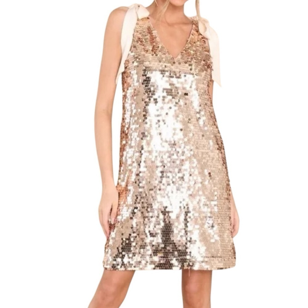 Red Dress Boutique Champagne Sequin Mini Women's Dress Size XS - Picture 2 of 15